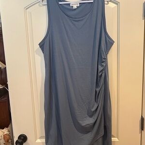 Treasure & Bond Slate Blue Sleeveless Ruched-Side Midi Dress